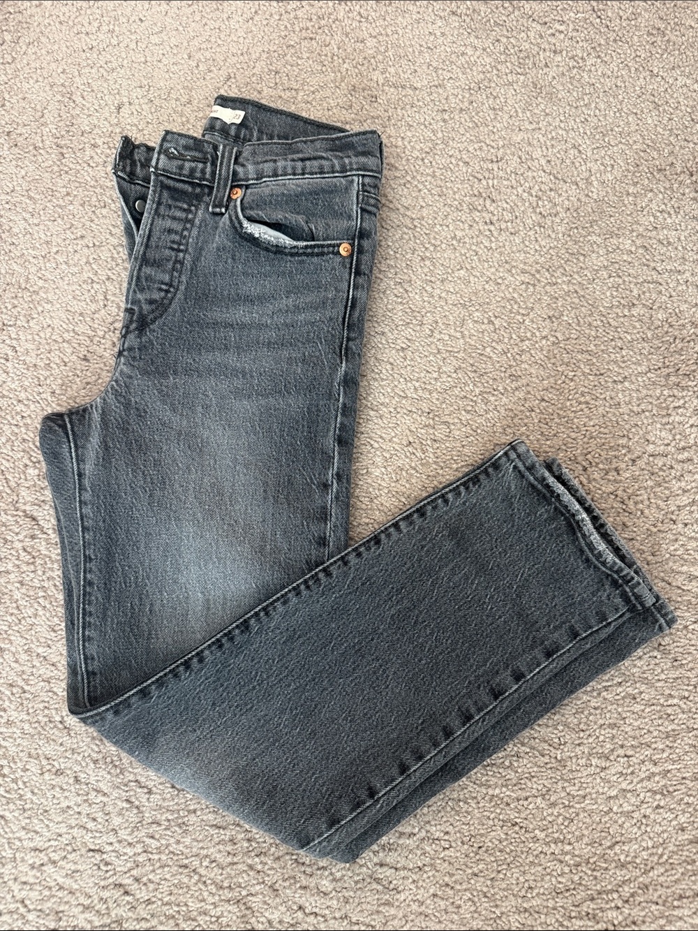 Levi's Women's Black Washed Straight-Leg Jeans